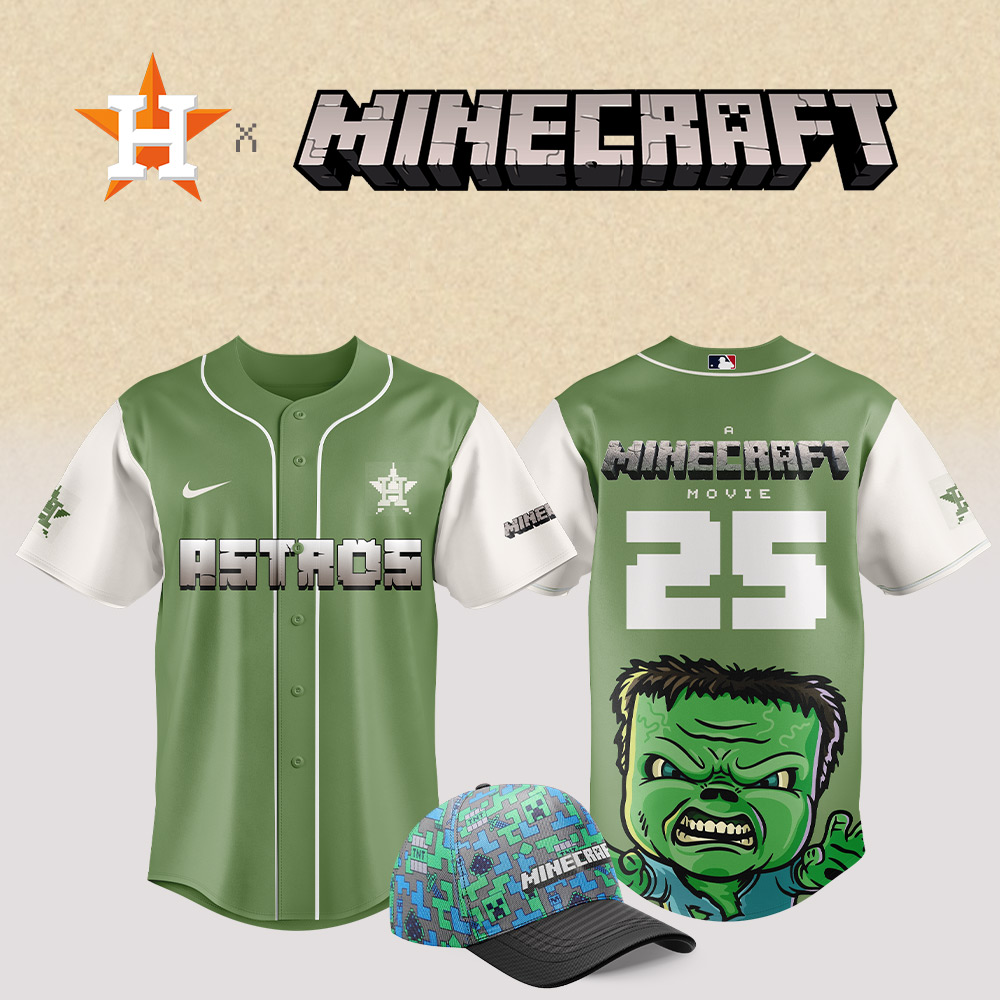 Houston Astros Mlb X Minecraft Movie Custom Baseball Jersey