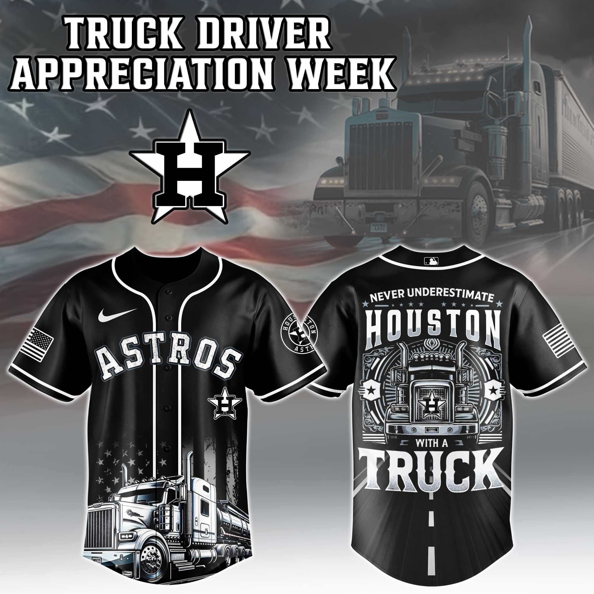 Houston Astros Mlb X Nation Truck Driver Appreciation Week Limited Edition Custom Baseball Jersey 2025