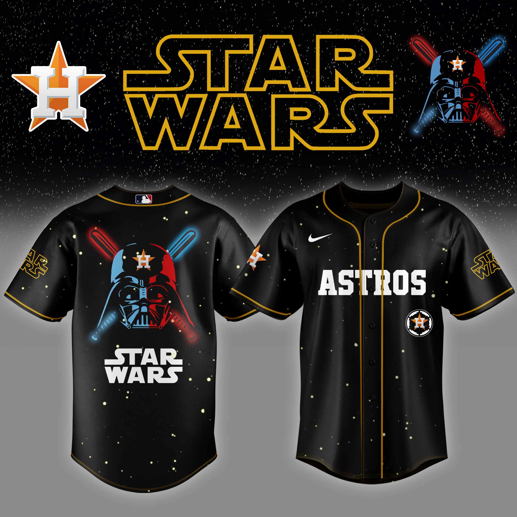 Houston Astros Mlb X Starwars Custom Baseball Jersey