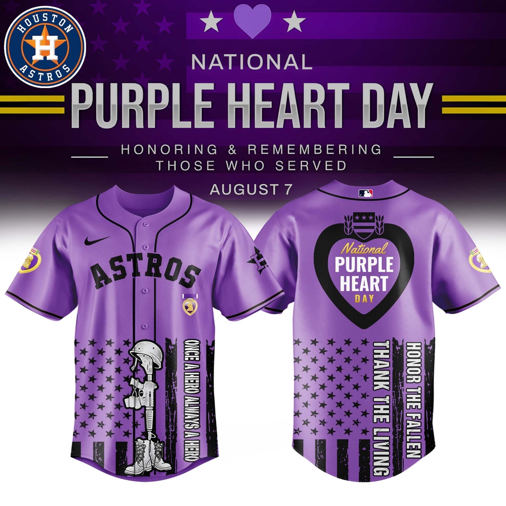 Houston Astros Mlb X Usa Purple Heart Day Custom Baseball Jersey