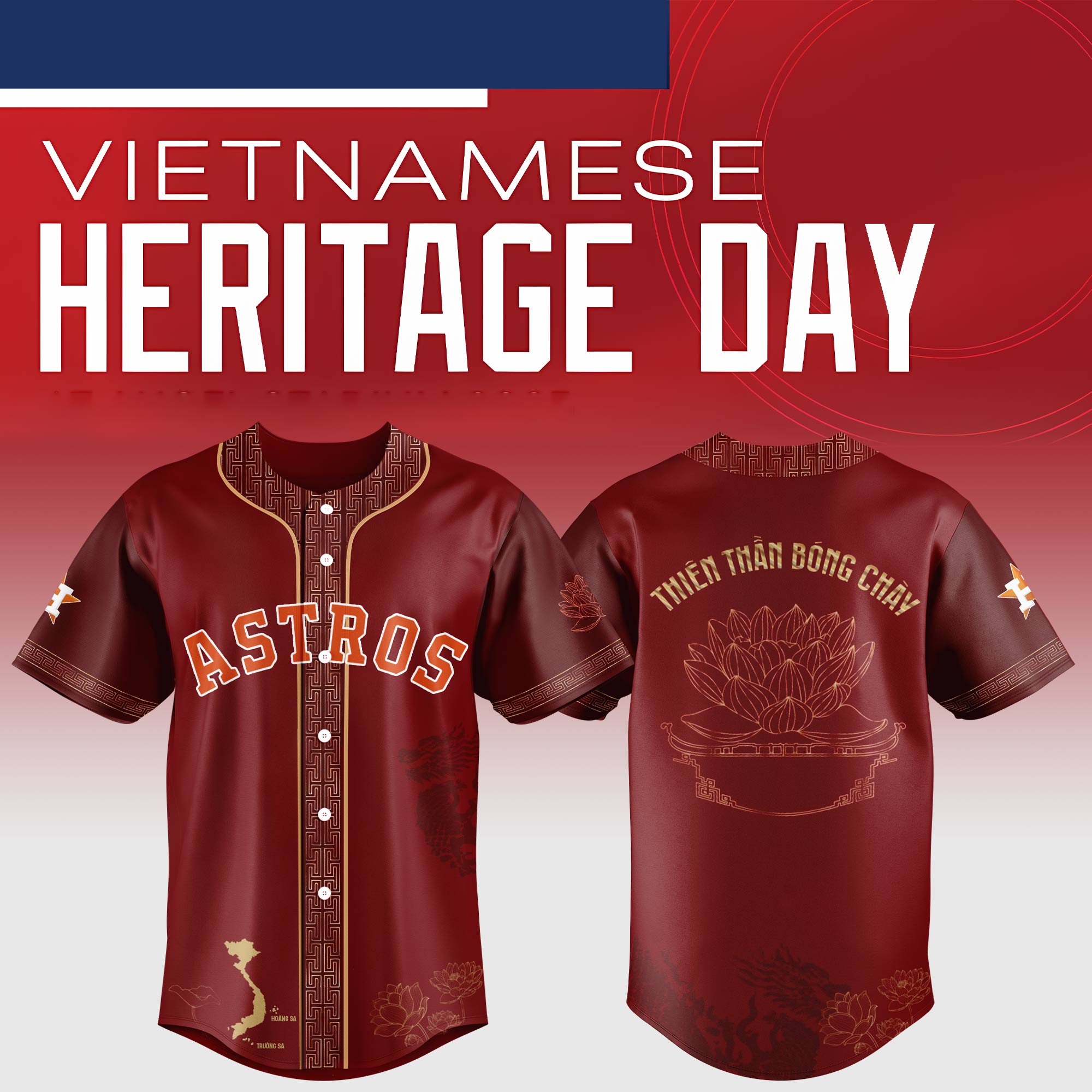 Houston Astros Mlb X Vietnamese Heritage Night Custom Baseball Jersey