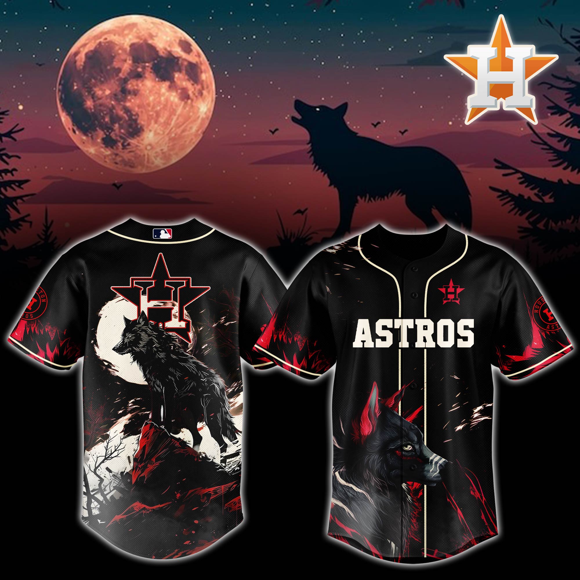 Houston Astros Mlb X Wolf Custom Baseball Jersey