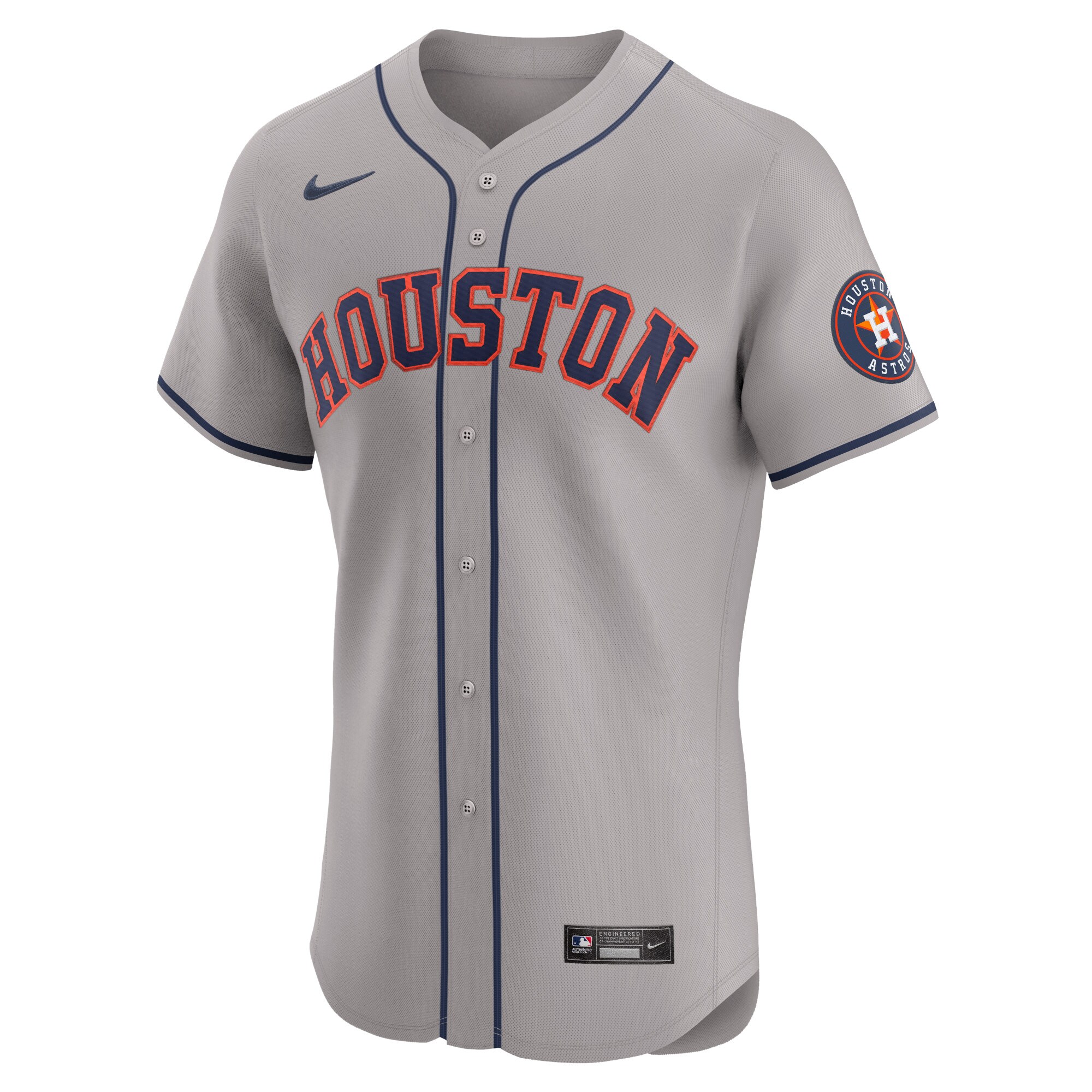 Alternative view of Houston Astros Road Vapor Premier Elite Patch Baseball Jersey - Gray