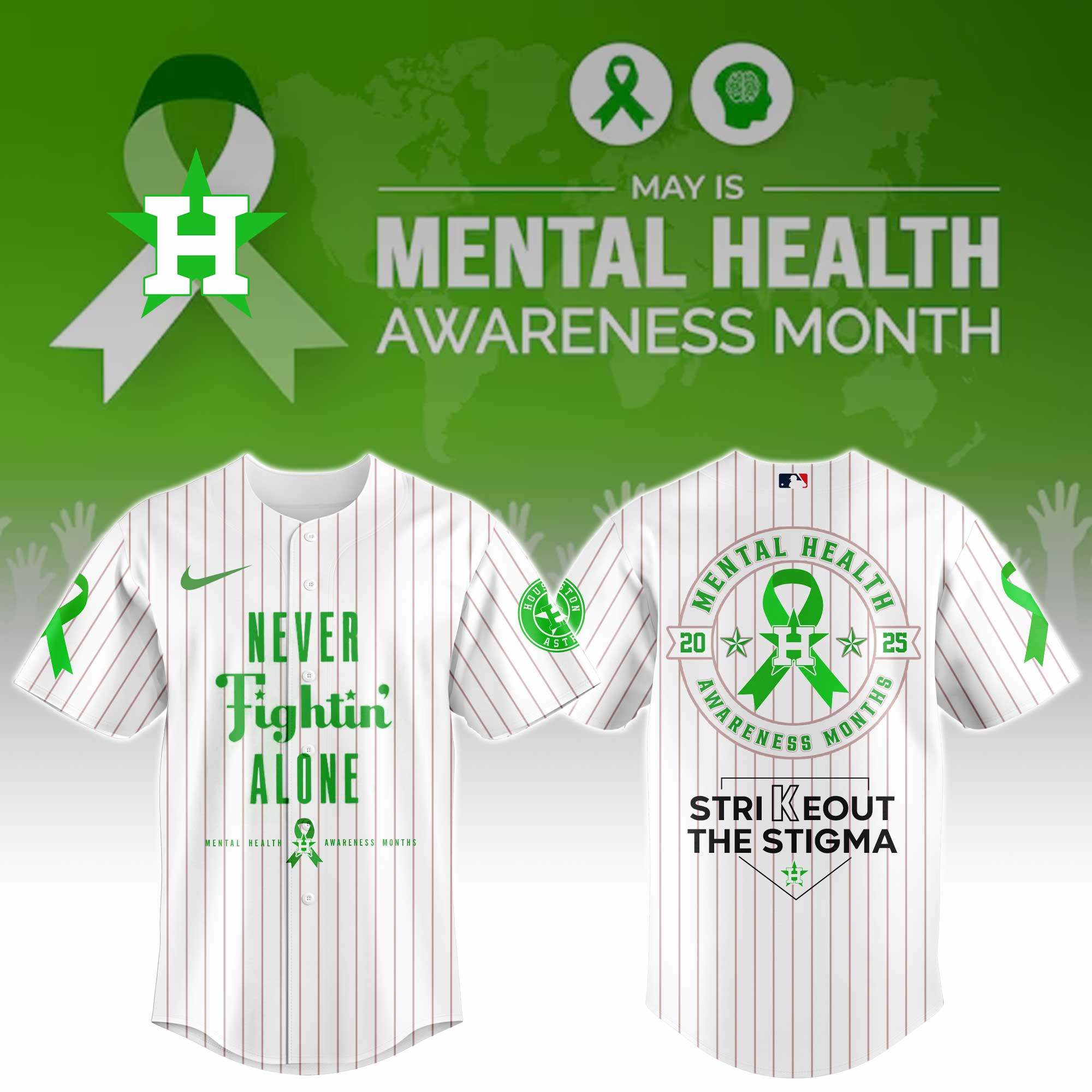 Houston Astros Special Mental Health Awareness Week Limited Edition Custom Baseball Jersey