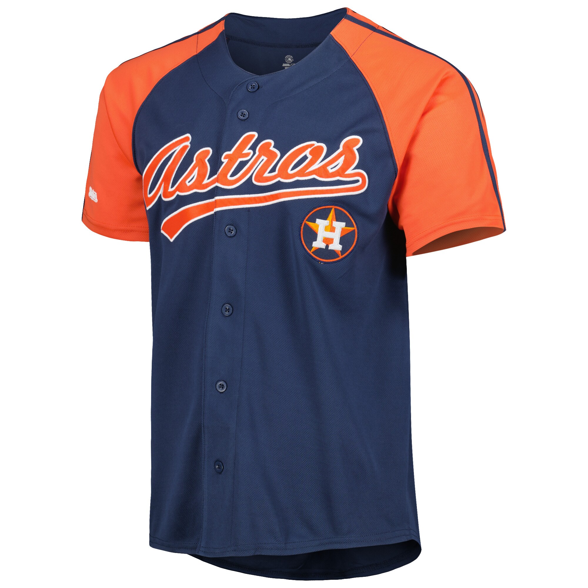 Alternative view of Houston Astros Stitches Button-down Raglan Fashion Baseball Jersey - Navy