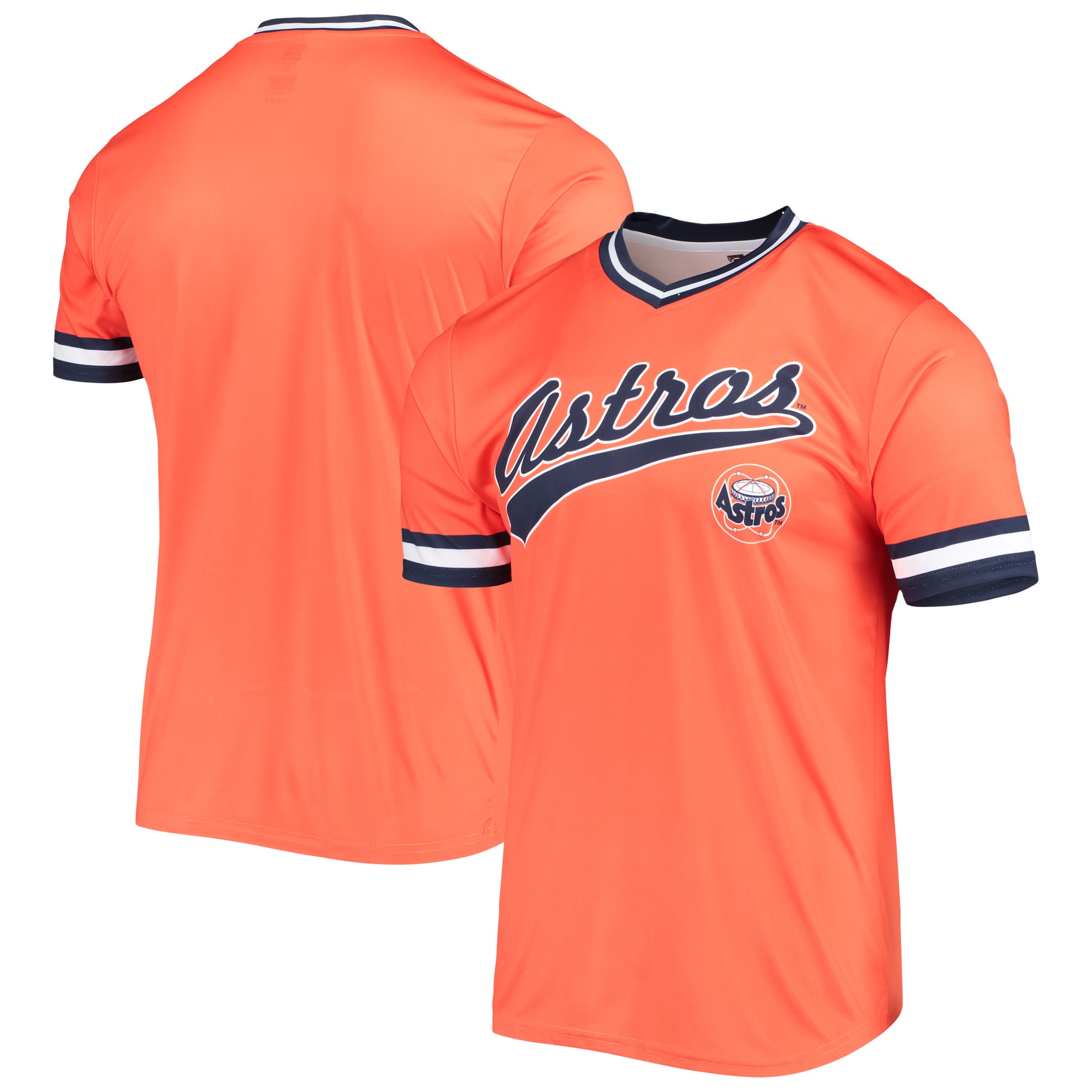 Houston Astros Stitches Cooperstown Collection V-neck Team Color Baseball Jersey - Orange/navy