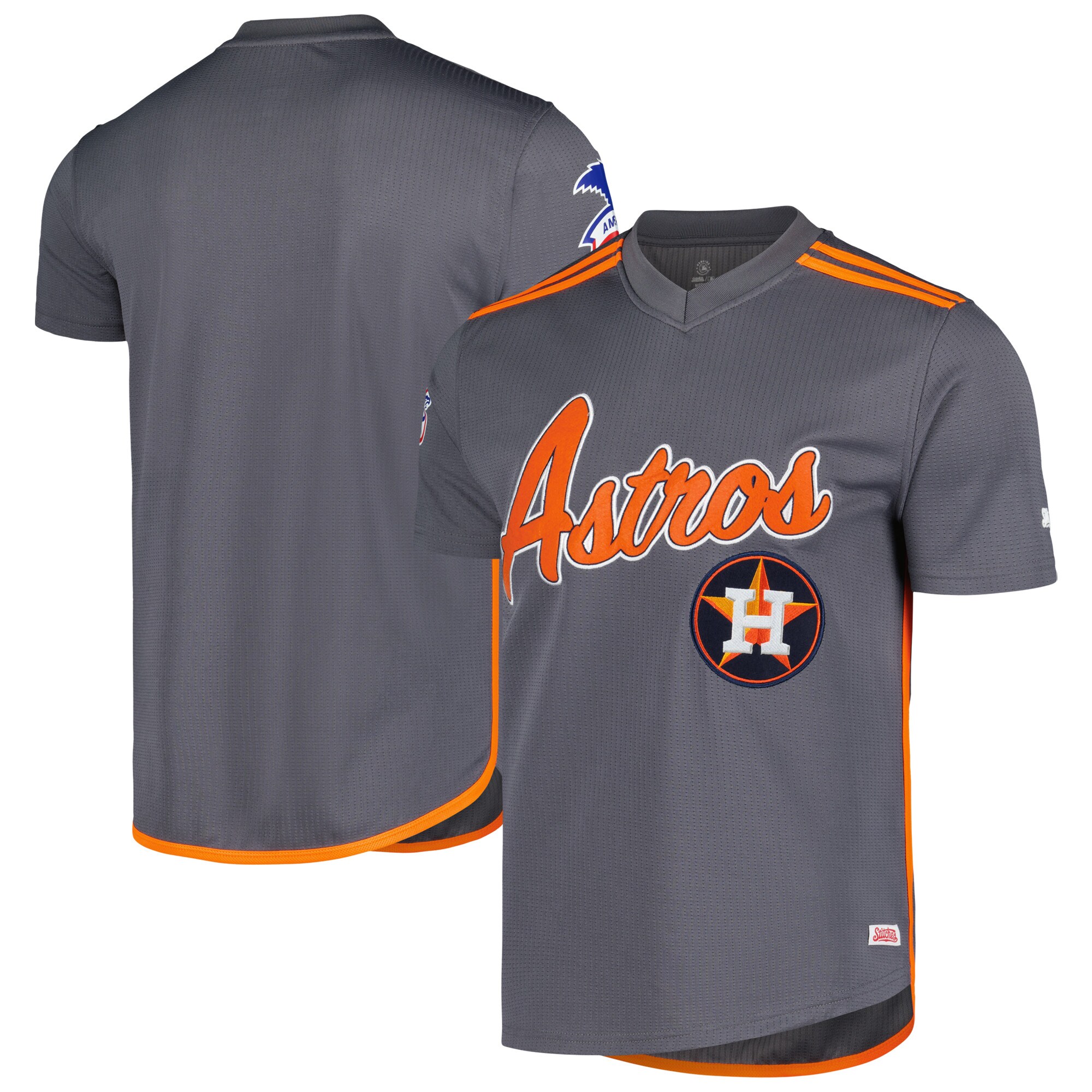 Houston Astros Stitches Team V-neck Baseball Jersey - Charcoal