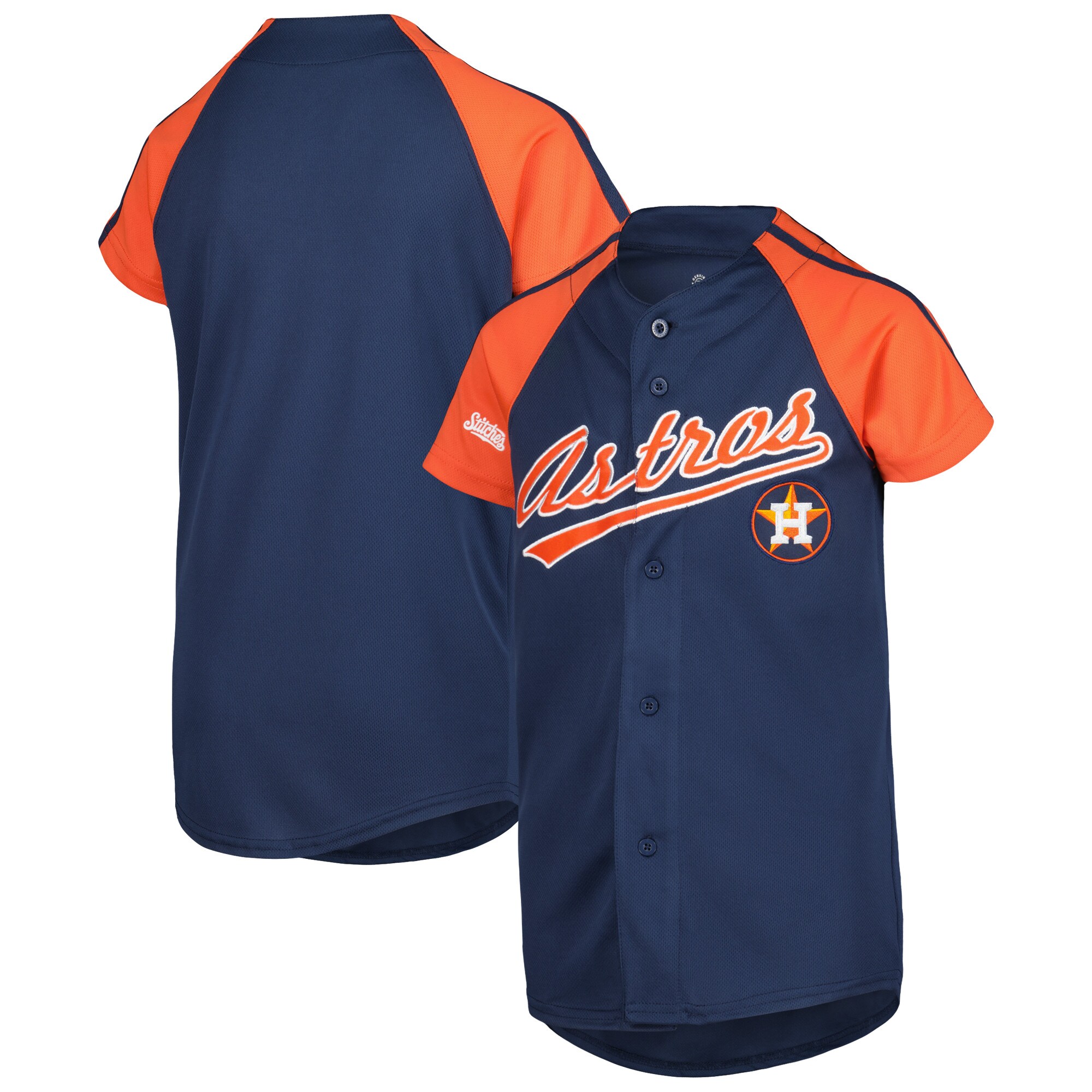 Alternative view of Houston Astros Stitches Youth Team Baseball Jersey - Navy/orange