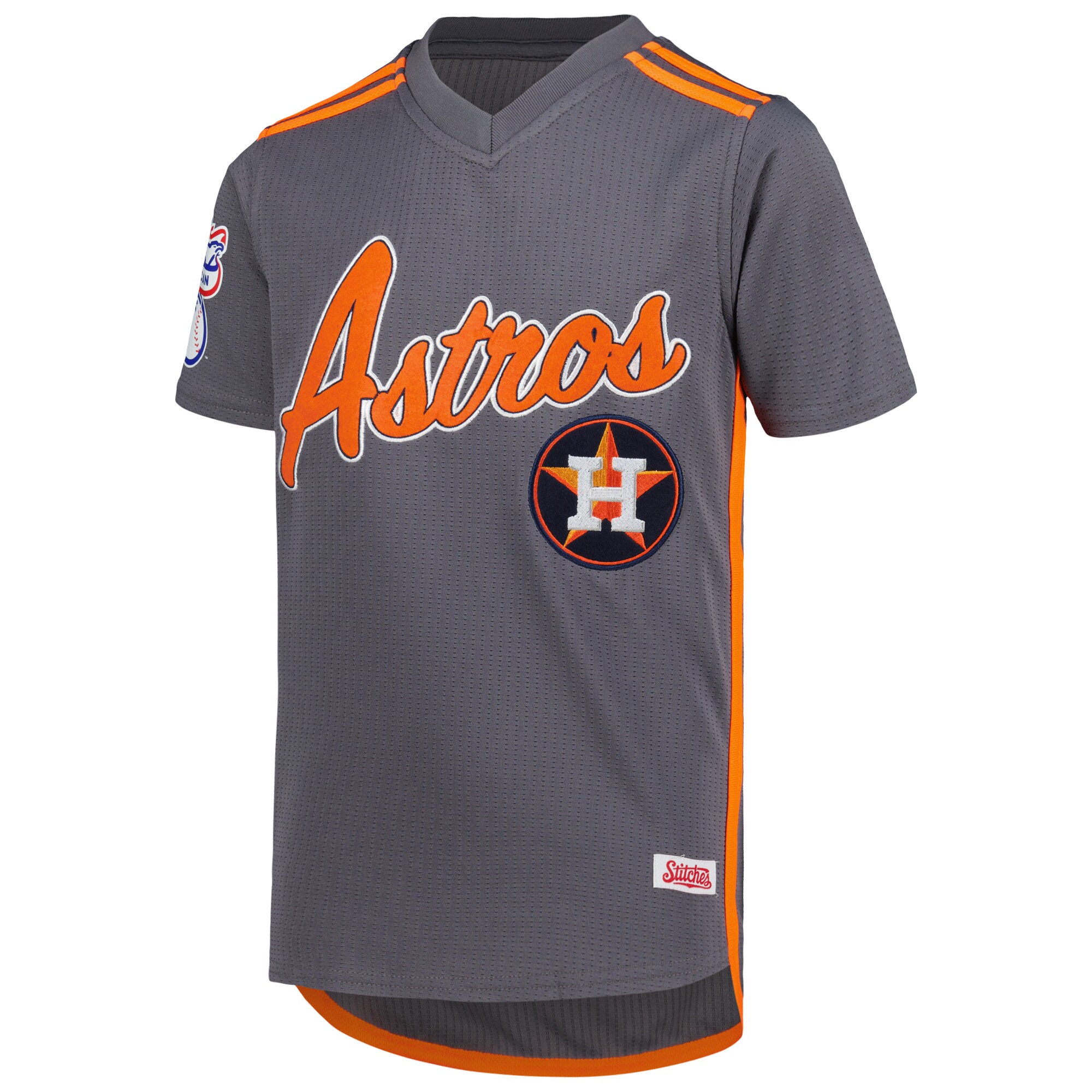 Alternative view of Houston Astros Stitches Youth Team V-neck Baseball Jersey - Charcoal