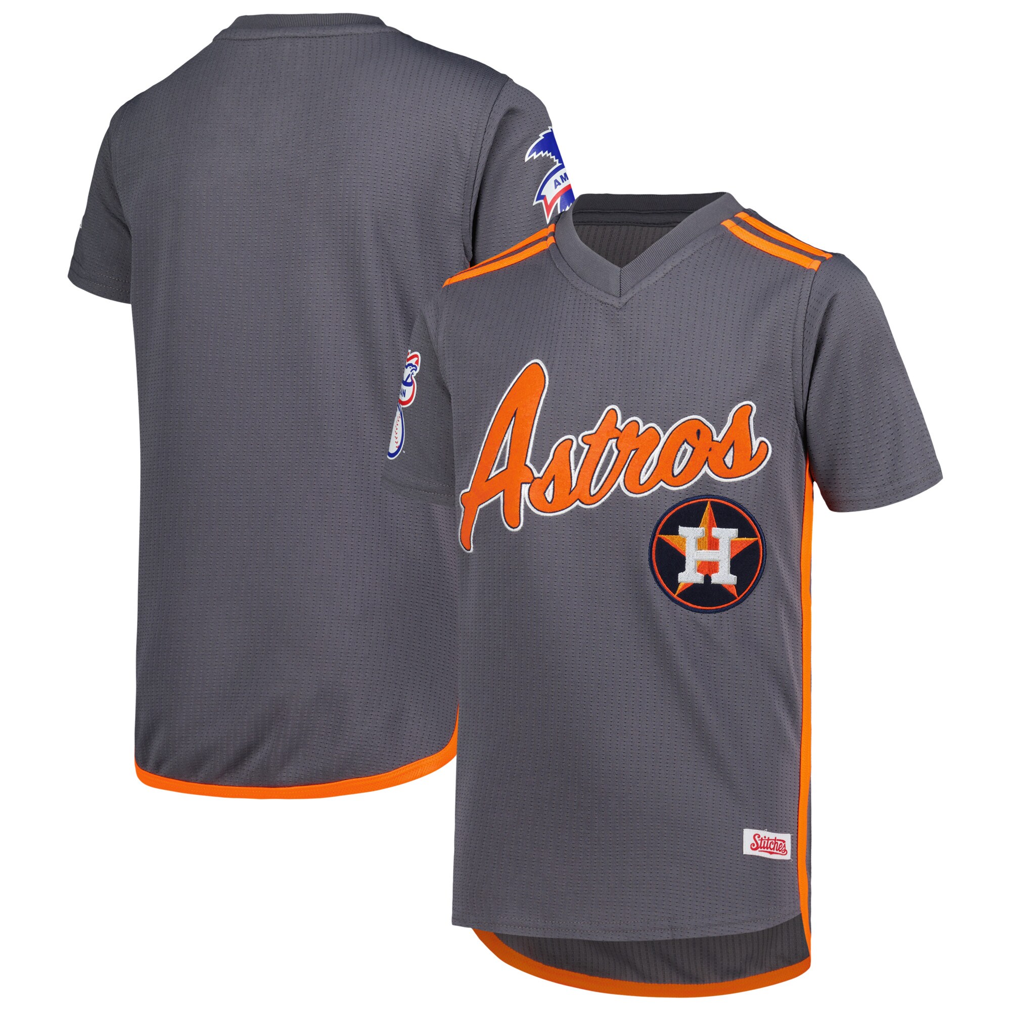 Houston Astros Stitches Youth Team V-neck Baseball Jersey - Charcoal