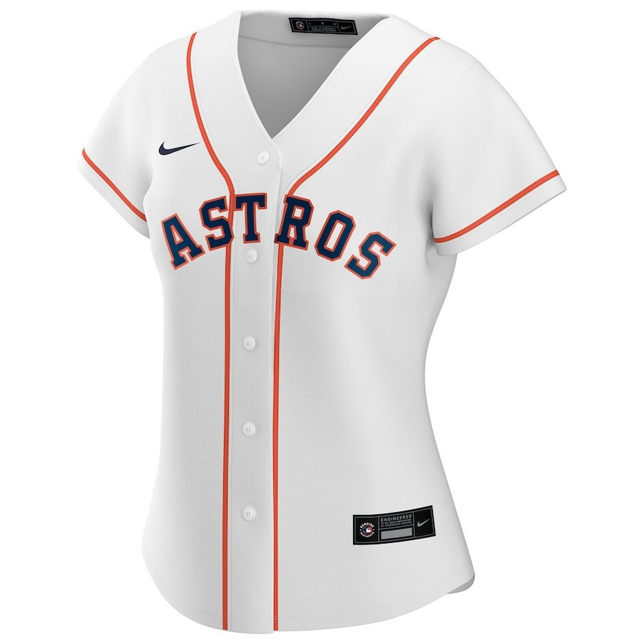 Alternative view of Houston Astros Women's Home Custom Baseball Jersey - White