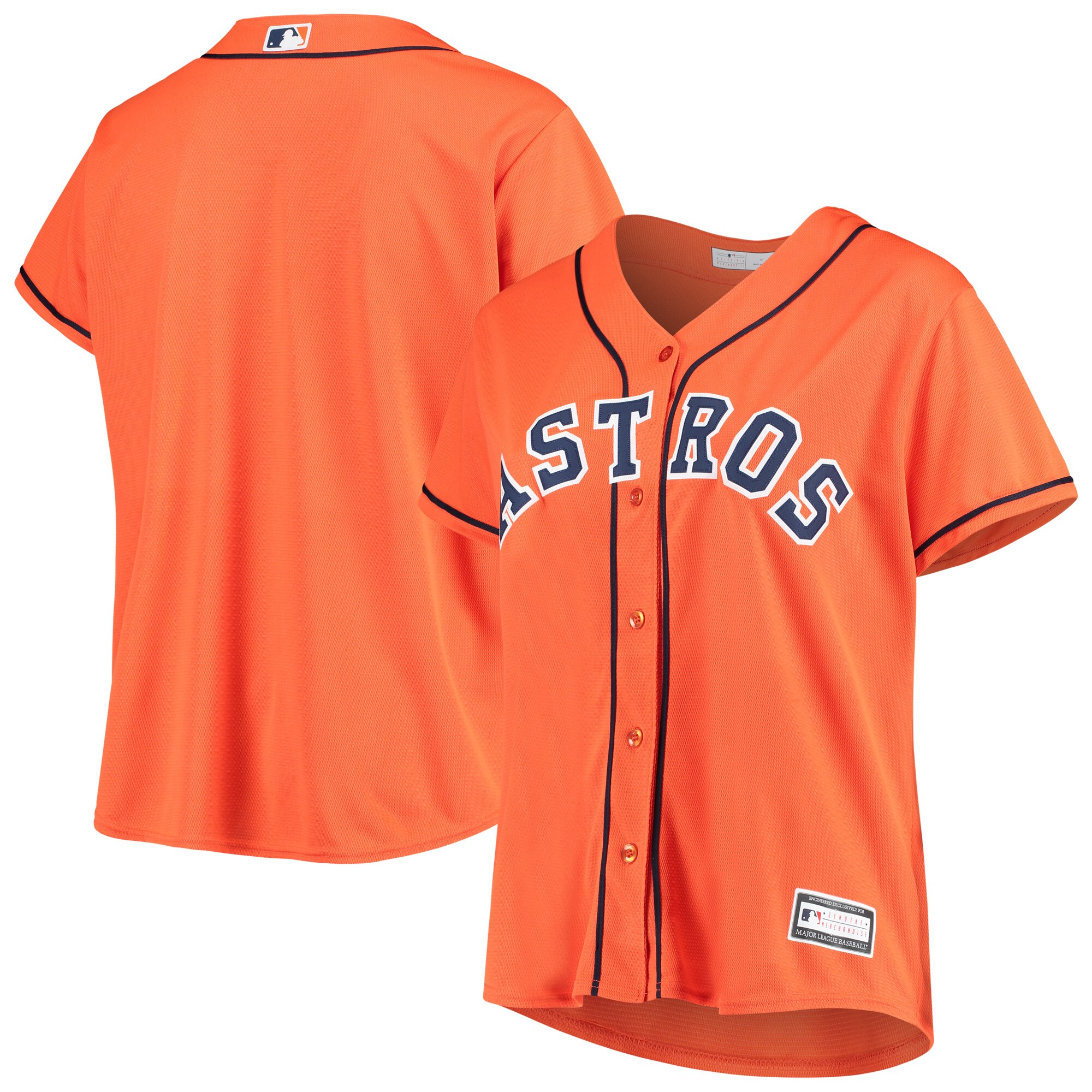 Alternative view of Houston Astros Women’s Plus Size Alternate Replica Team Baseball Jersey – Orange