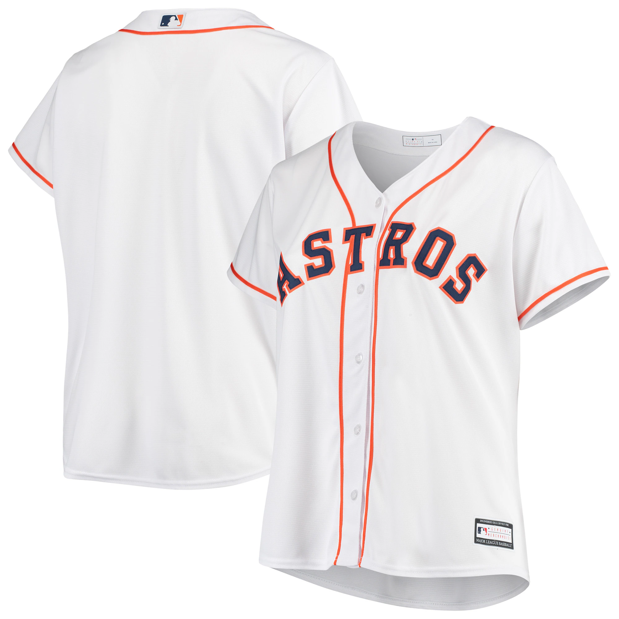 Houston Astros Women's Plus Size Home Replica Team Baseball Jersey - White