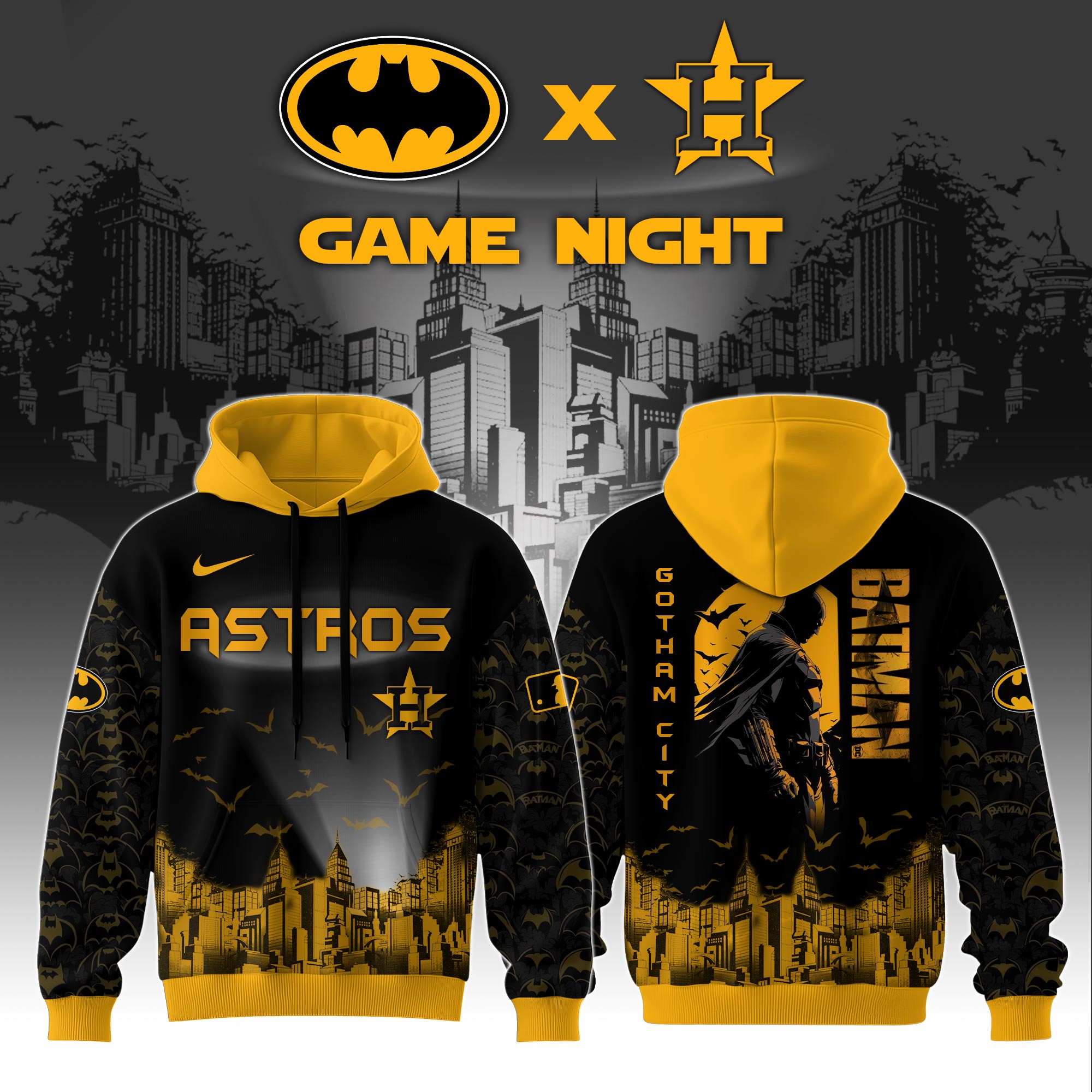 Houston Astros X Dc Batman Game Night 3d Custom Hoodie