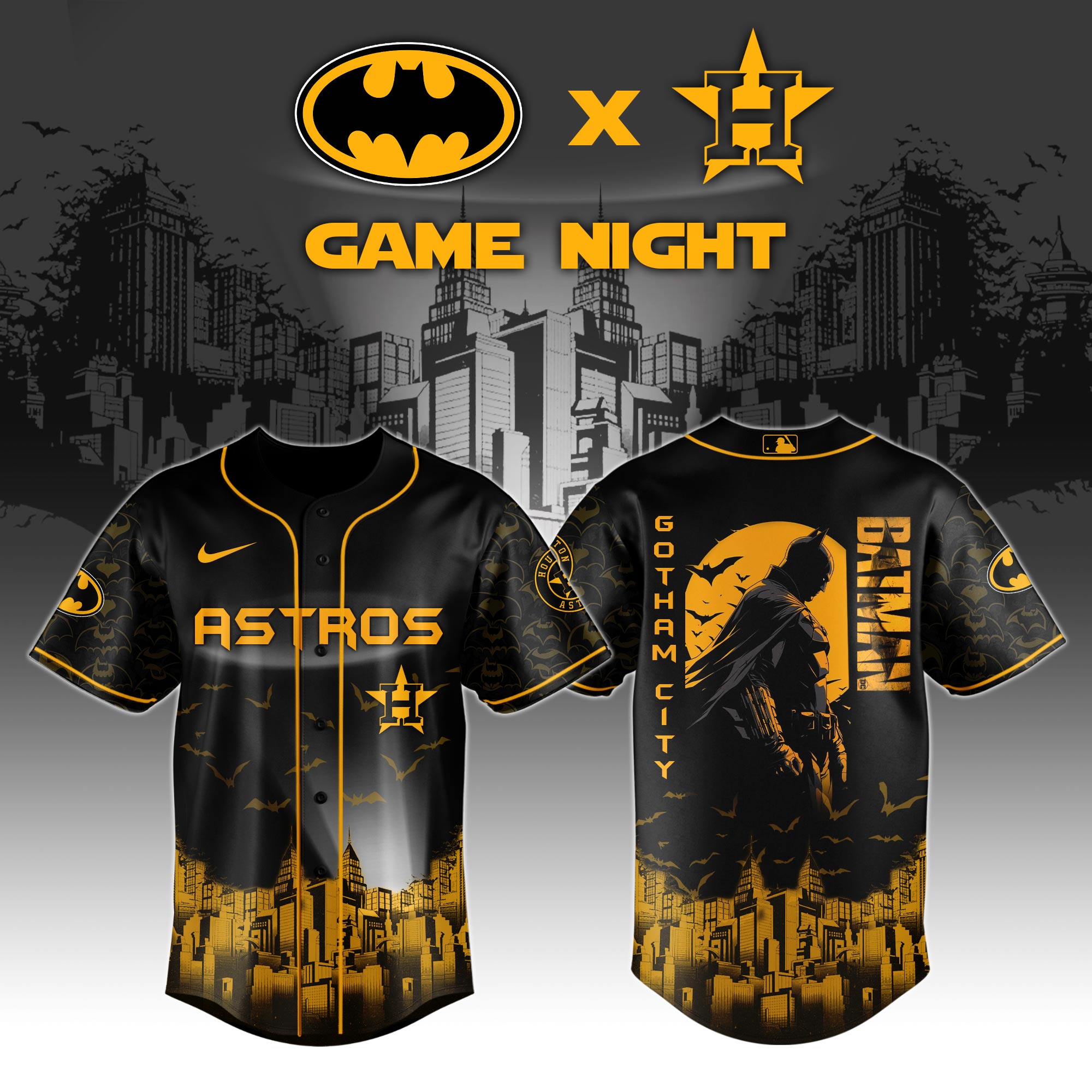Houston Astros X Dc Batman Game Night Custom Baseball Jersey