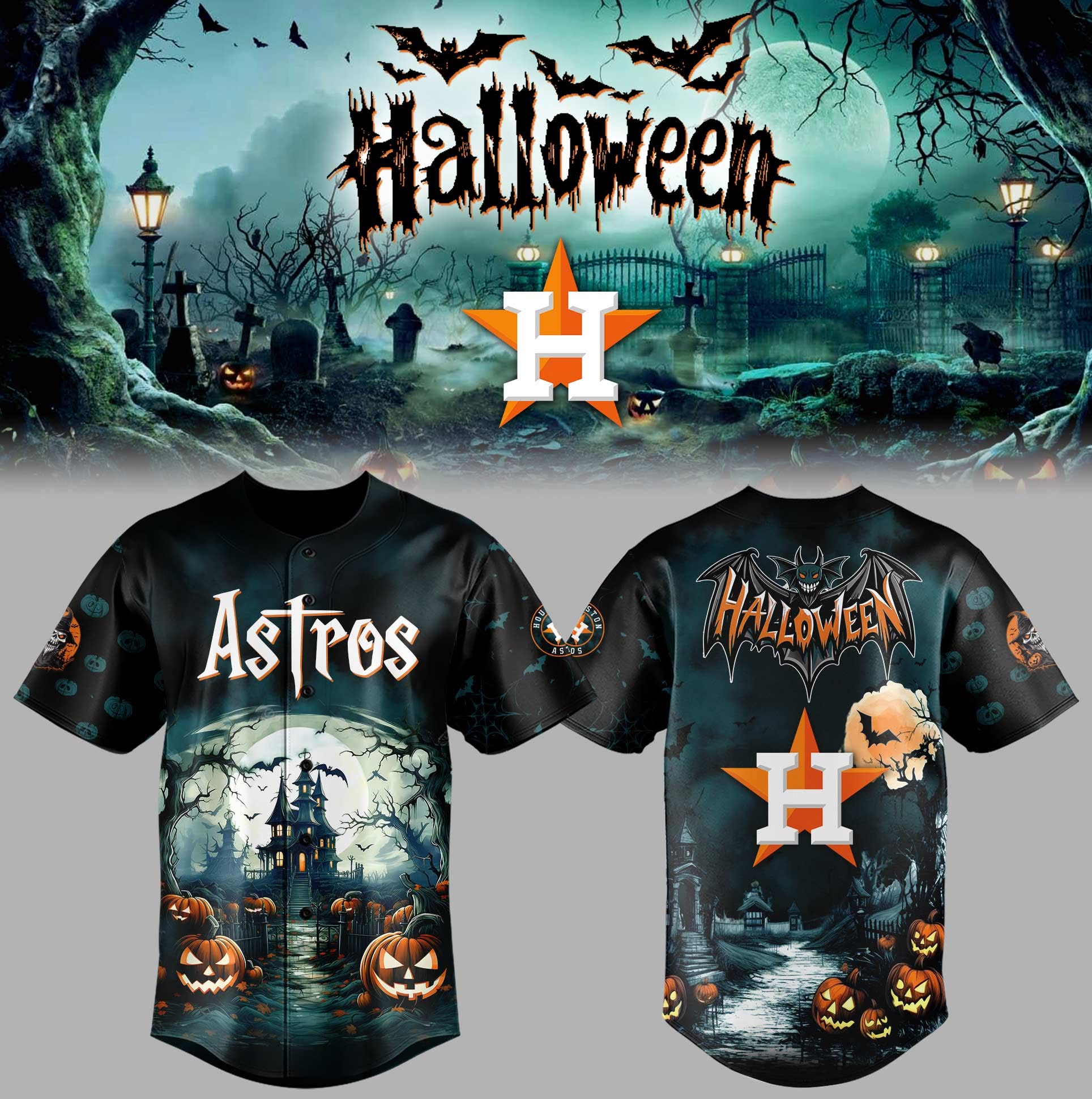 Houston Astros X Happy Halloween Custom Baseball Jersey