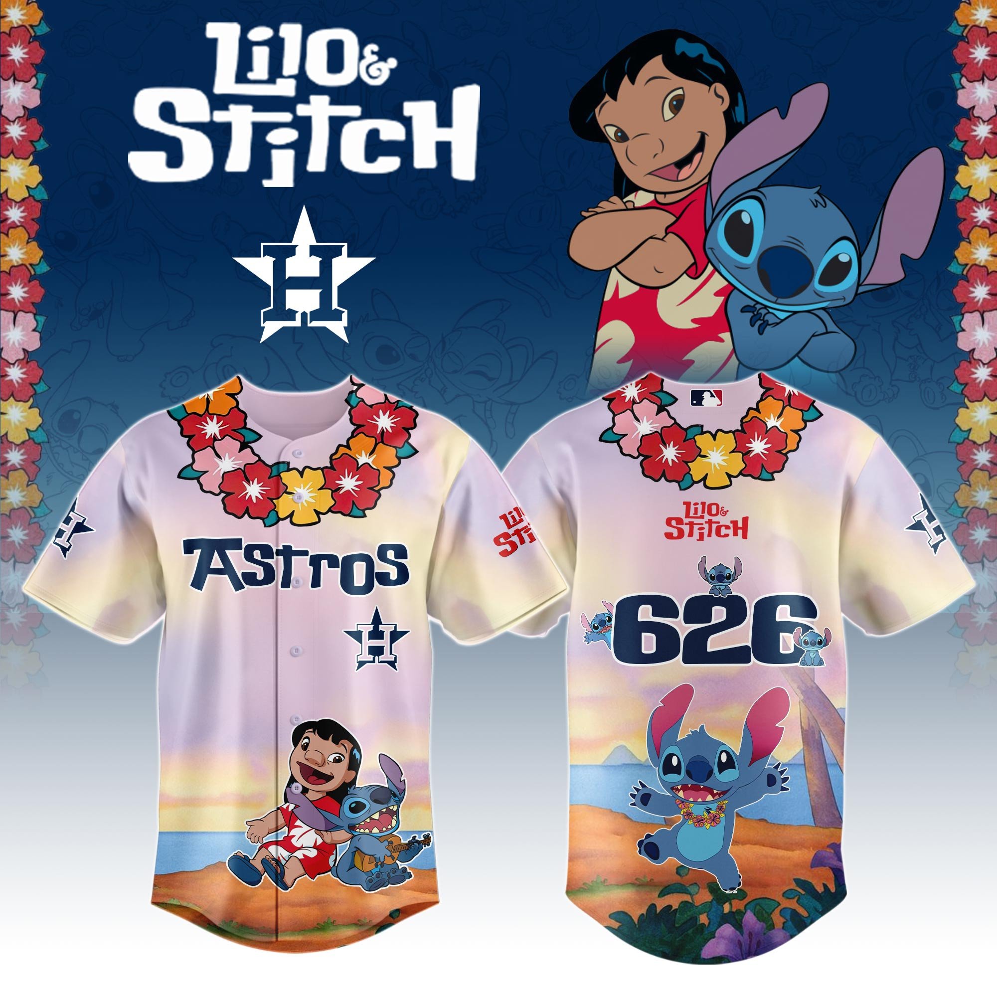 Houston Astros X Lilo & Stitch Special Edition Custom Baseball Jersey 2025