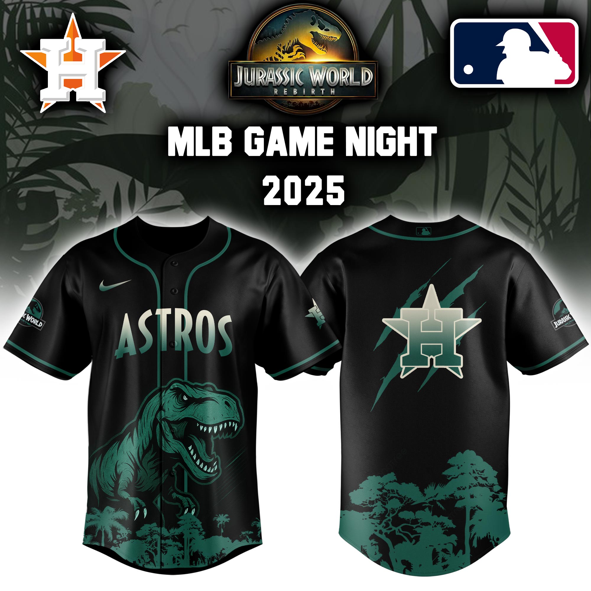 Houston Astros X Mlb Jurassic World Custom Baseball Jersey