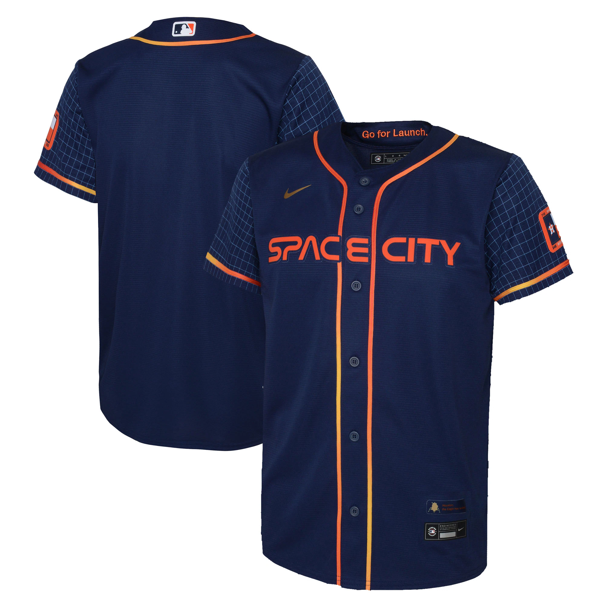 Alternative view of Houston Astros Youth 2022 City Connect Replica Baseball Jersey - Navy