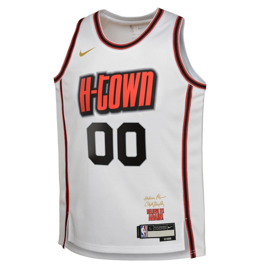 Alternative view of Houston Rockets 2024/25 Swingman Custom YOUTH Basketball Jersey - City Edition - White - JS665 