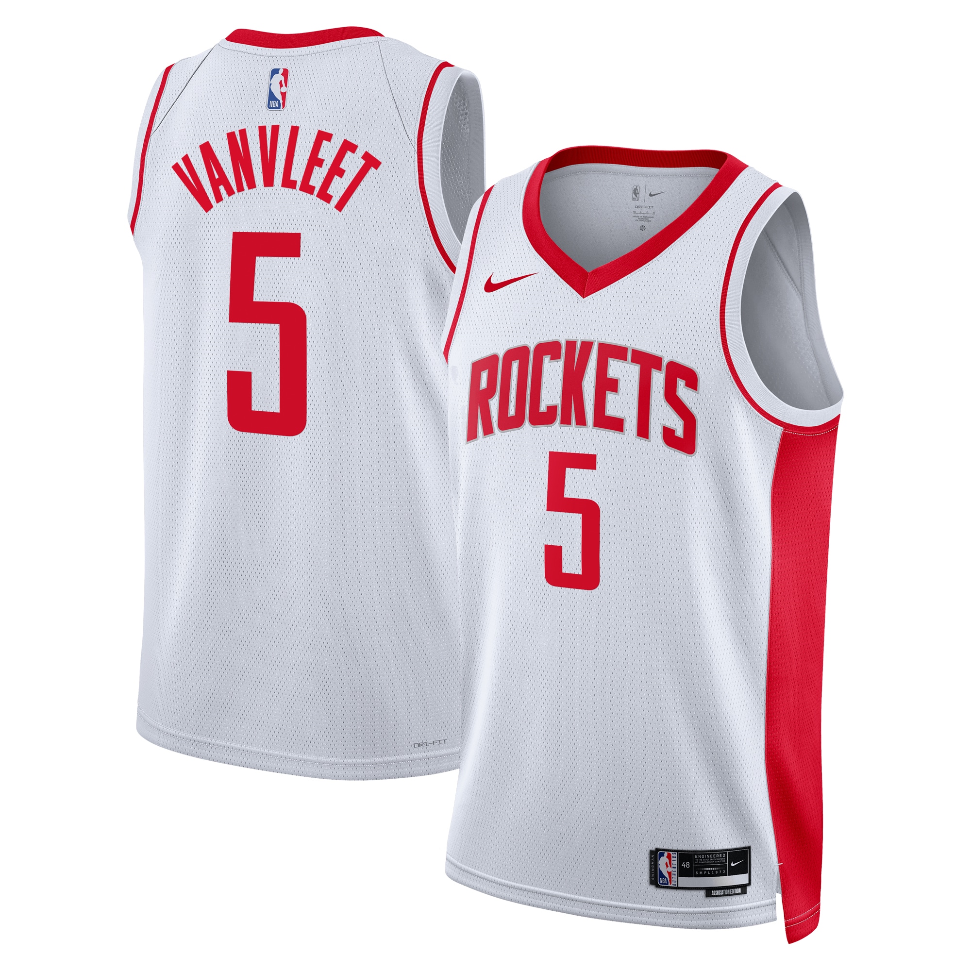 Houston Rockets Association Edition Swingman Basketball Jersey - White - Fred VanVleet - Unisex - JS315 