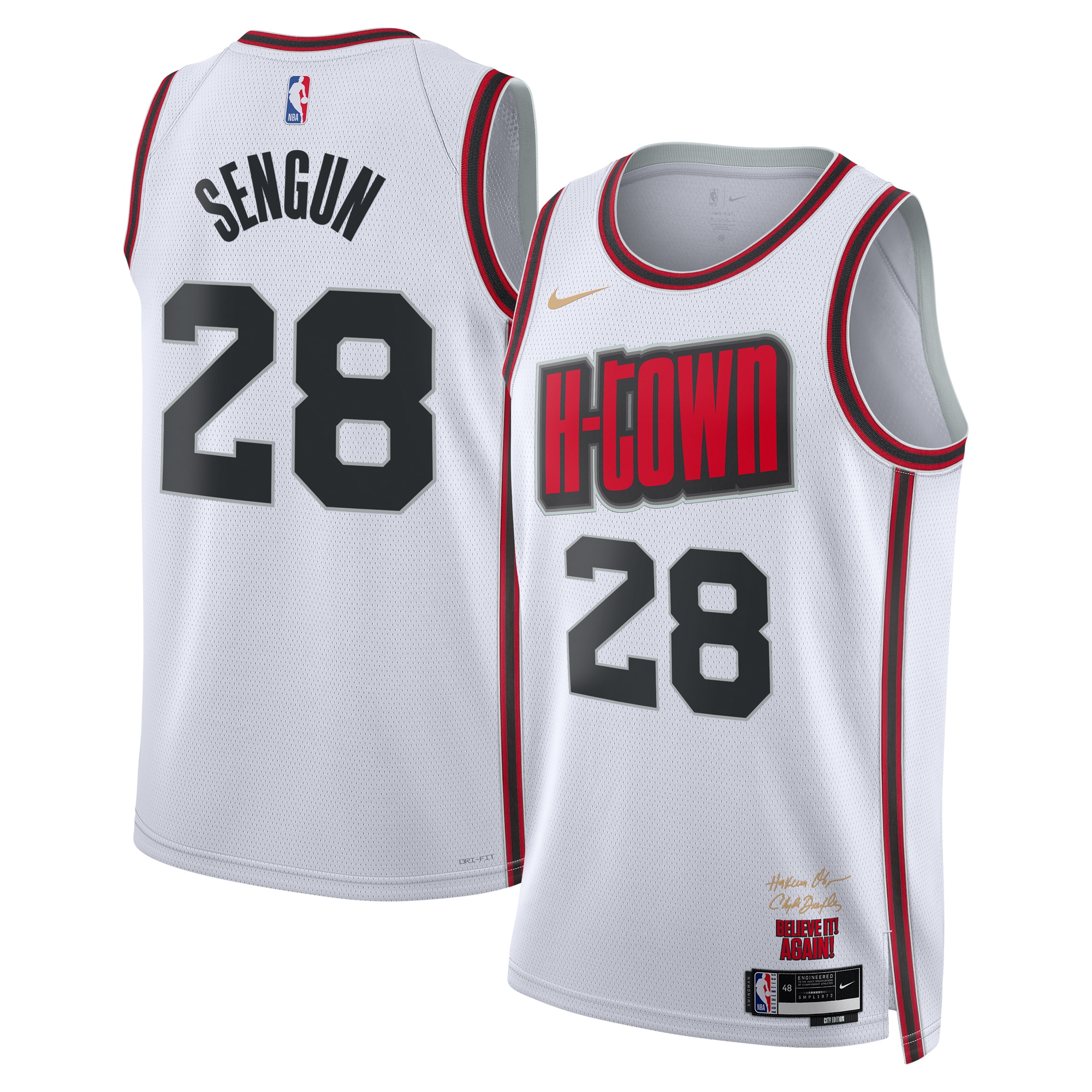 Houston Rockets City Edition Swingman Basketball Jersey 2024 - White - Alperen Sengun - Unisex - JS951 