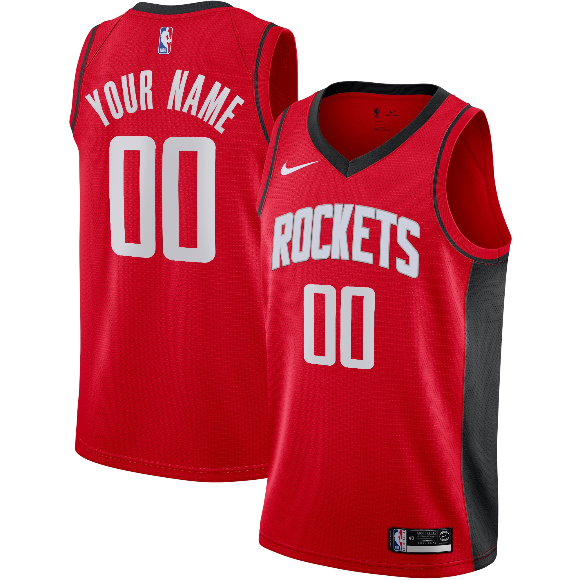 Houston Rockets Custom Swingman Basketball Jersey - Icon Edition - Red