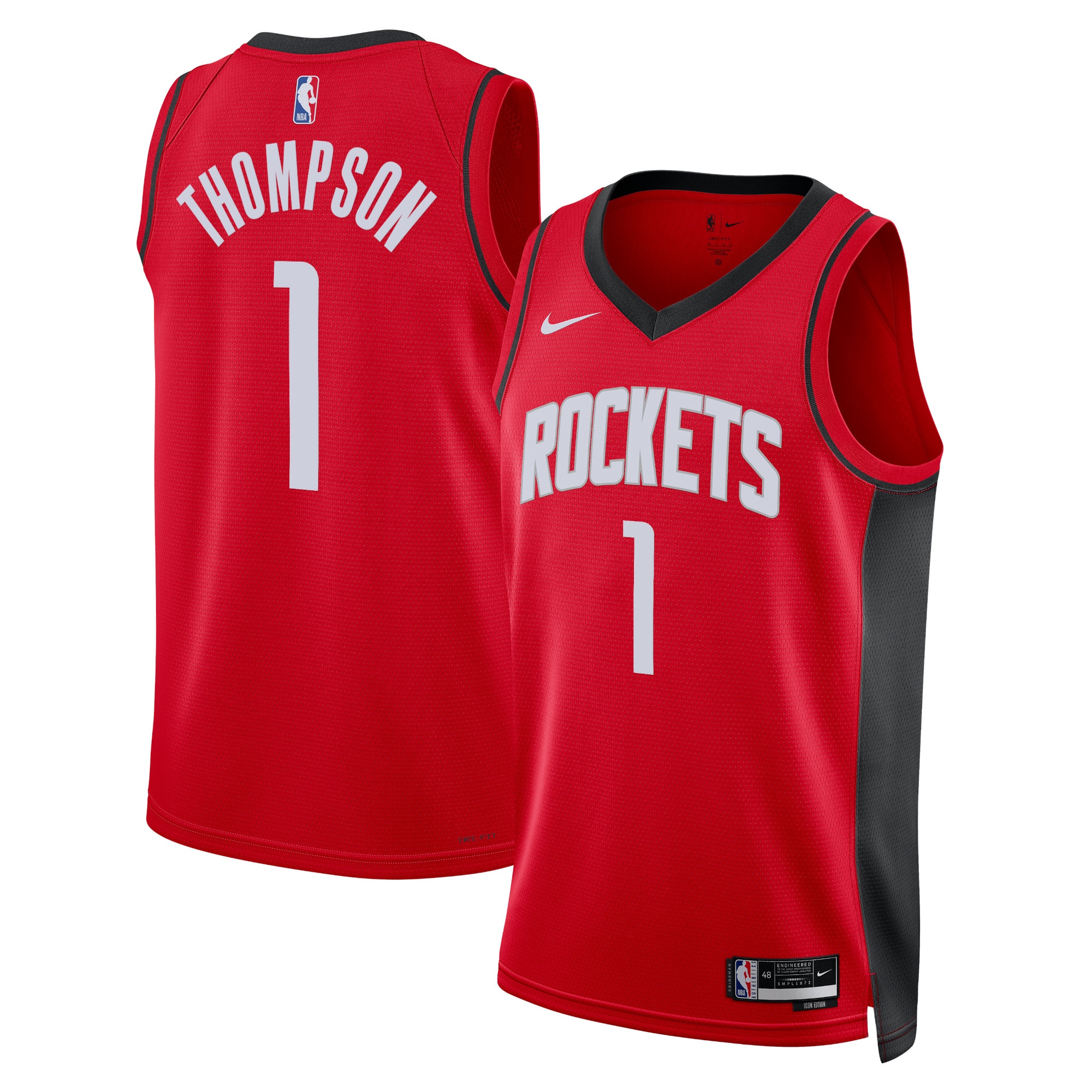 Houston Rockets Icon Edition Swingman Basketball Jersey - Red - Amen Thompson - Unisex - JS842 