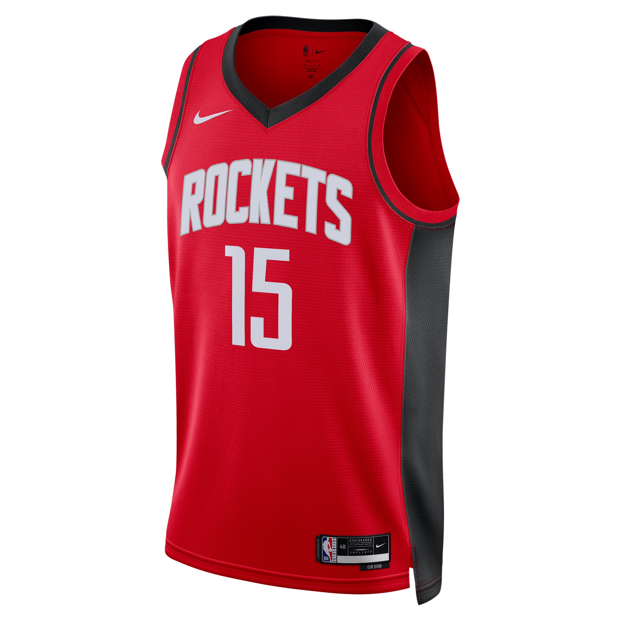 Alternative view of Houston Rockets Icon Swingman Basketball Jersey - Red - Reed Sheppard - Unisex - JS973 