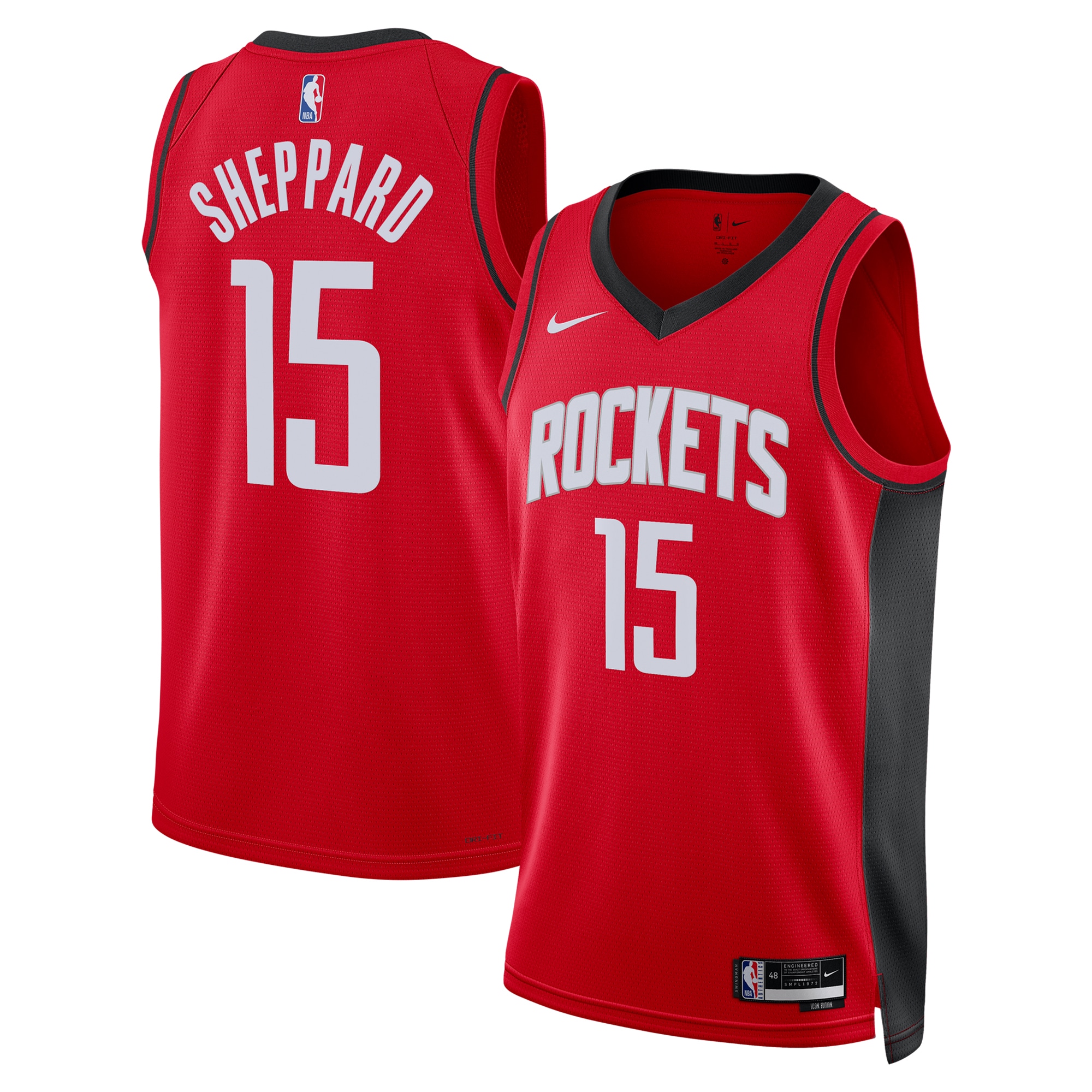 Houston Rockets Icon Swingman Basketball Jersey - Red - Reed Sheppard - Unisex - JS973 