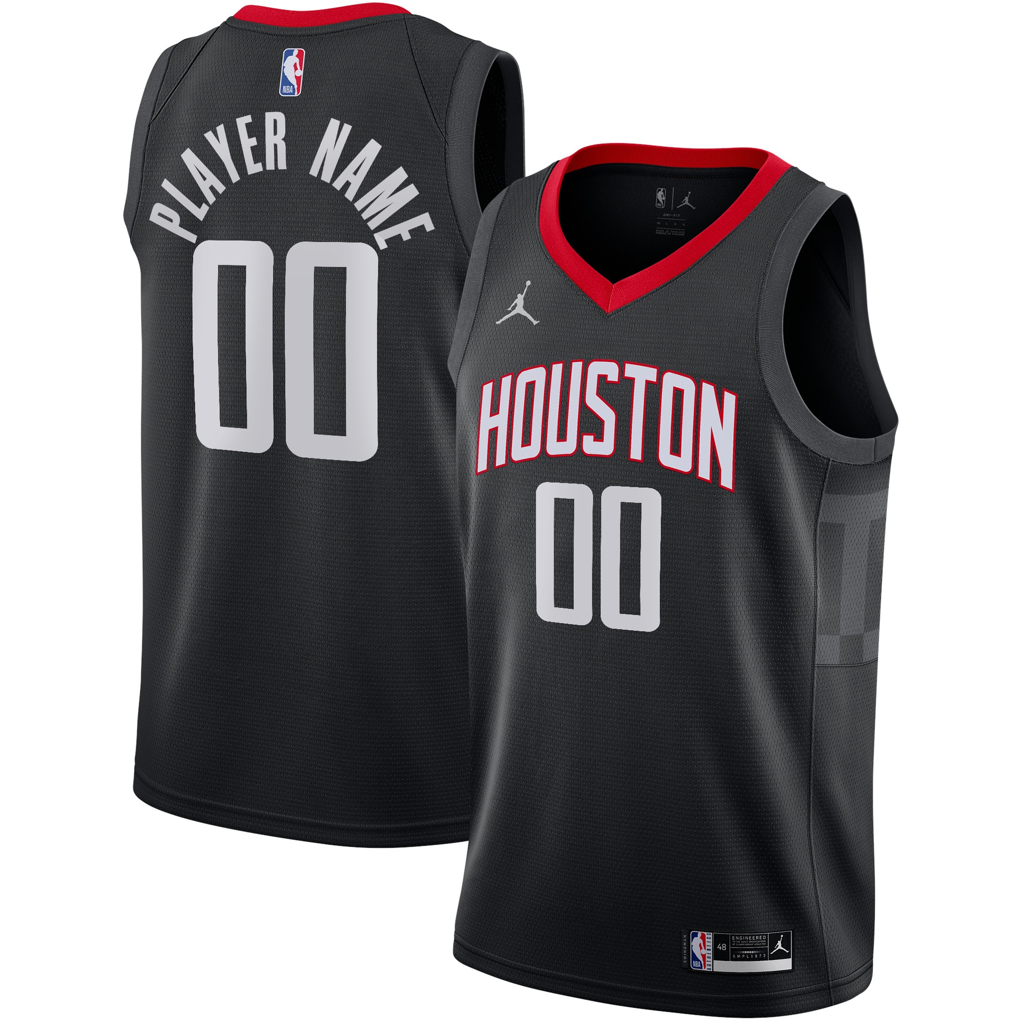 Houston Rockets Jordan Brand Swingman Custom Basketball Jersey - Statement Edition - Black