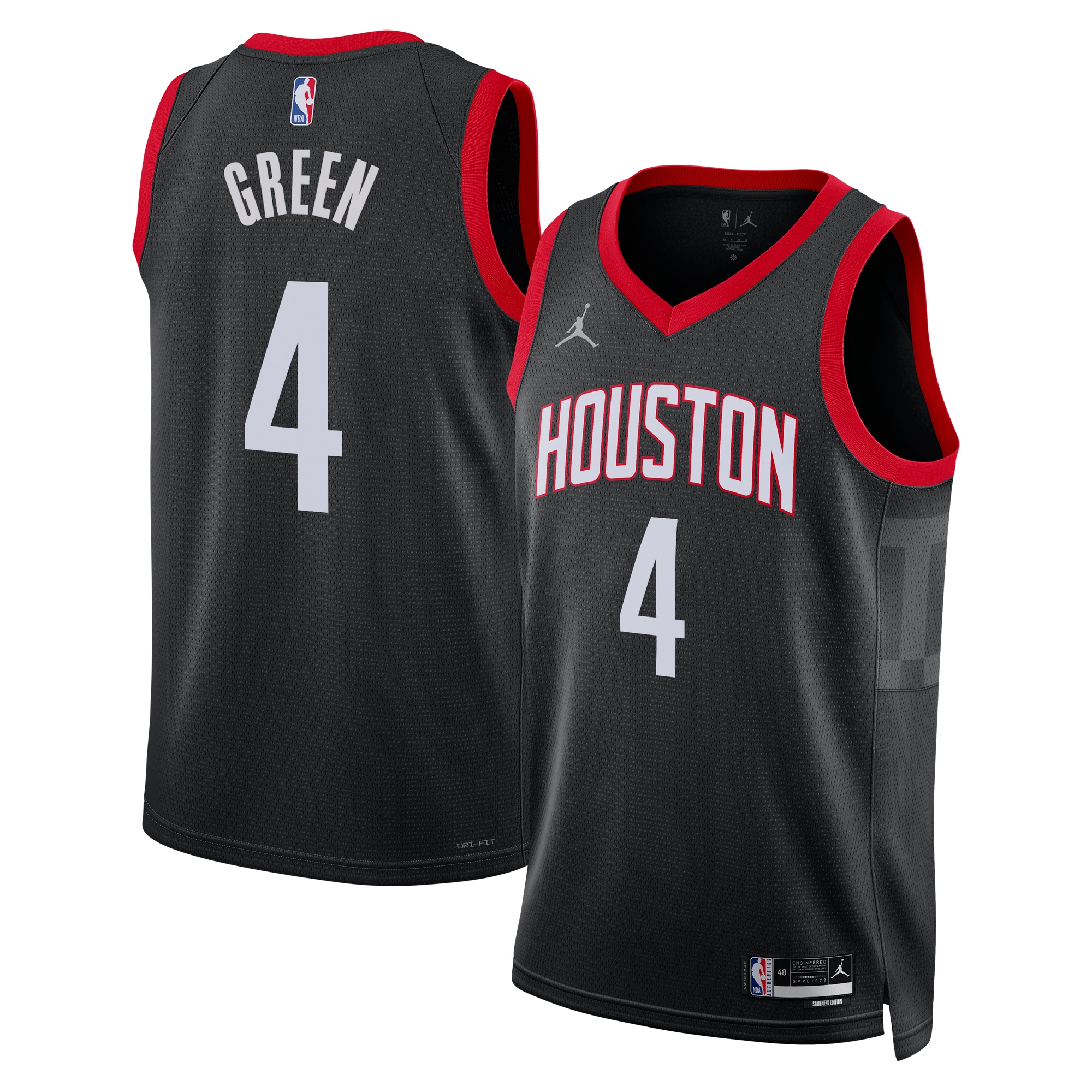 Houston Rockets Jordan Statement Swingman Basketball Jersey - Black - Jalen Green - Mens - JS991 