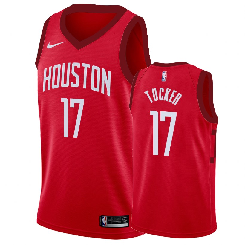 Houston Rockets P.j. Tucker #17 Red Earned Edition Basketball Jersey