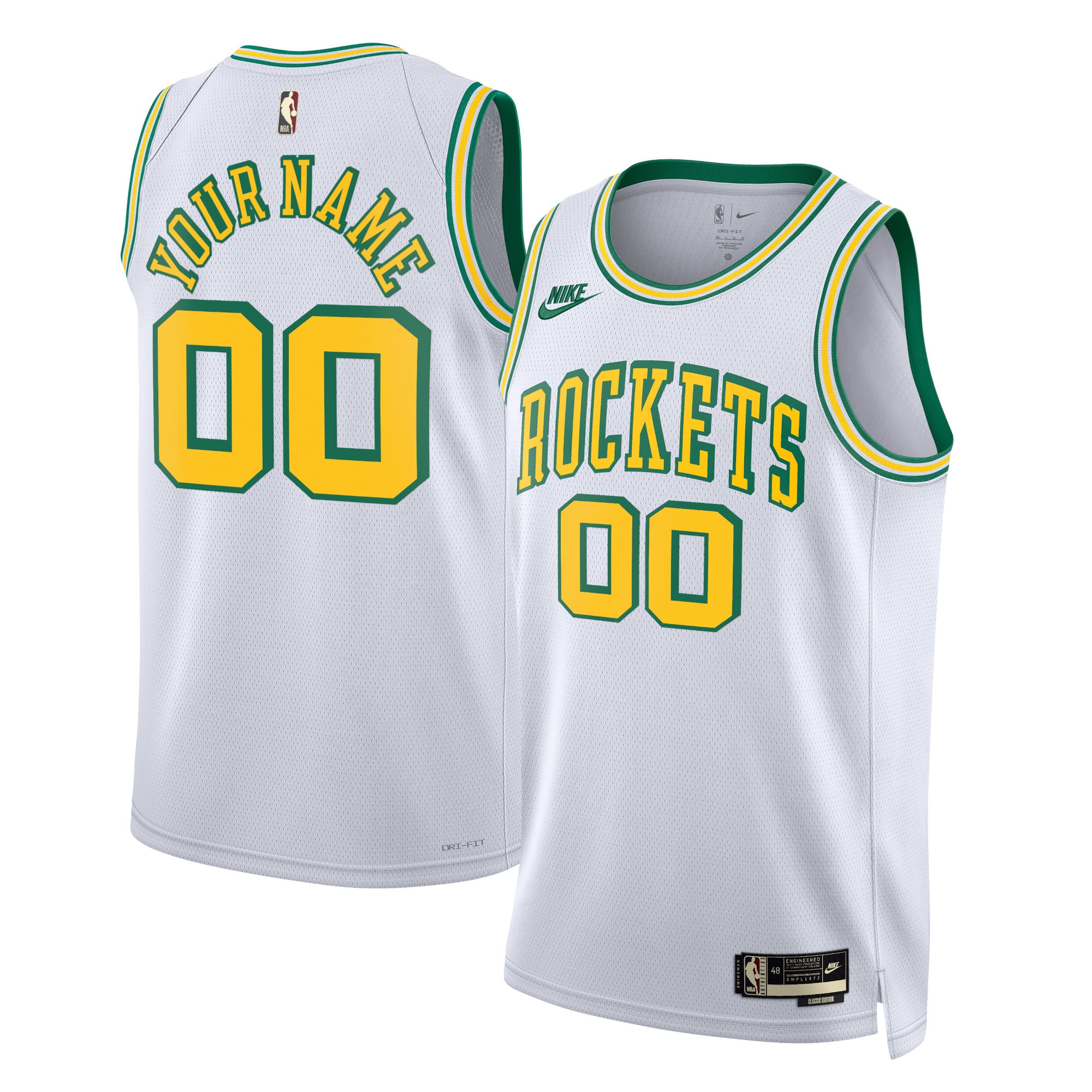 Houston Rockets Unisex 2022/23 Custom Swingman Basketball Jersey - Classic Edition - White