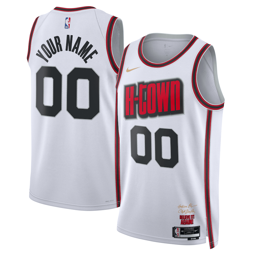 Houston Rockets Unisex 2024/25 Custom Swingman Basketball Jersey - City Edition - White - JS486 
