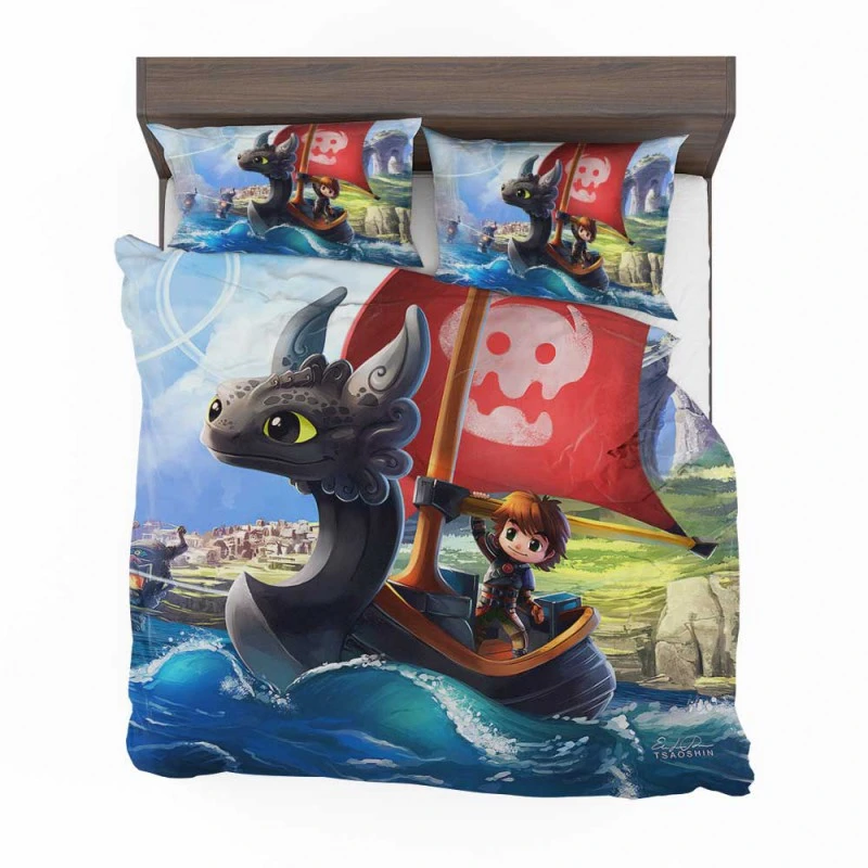Alternative view of How To Train Your Dragon Movie Hiccup Chibi Bedding Set - Custom Bedding Set