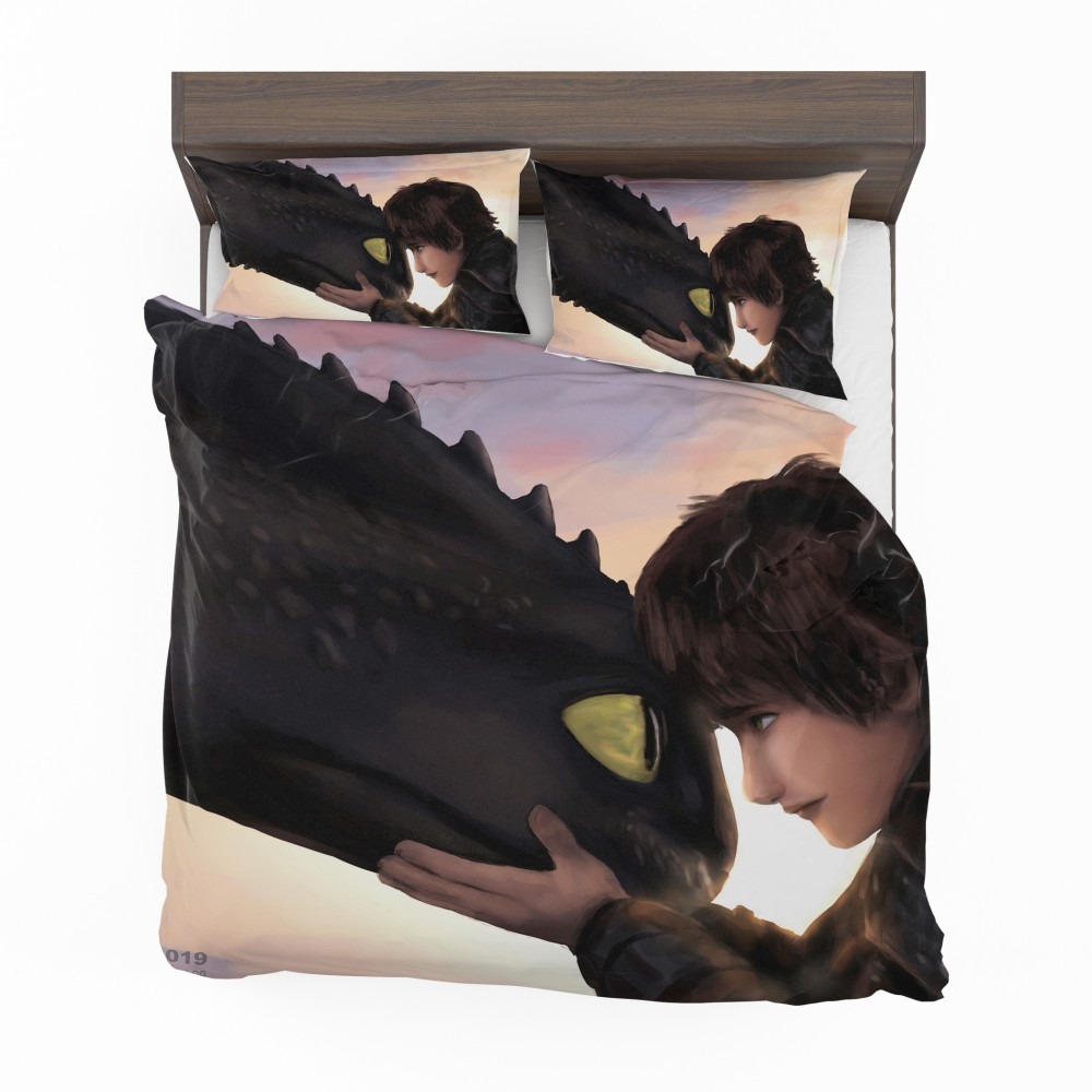 Alternative view of How To Train Your Dragon Movie Hiccup Toothless Bedding Set - Custom Bedding Set