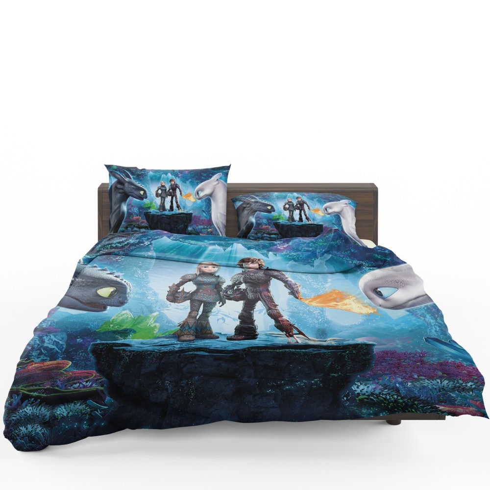 How To Train Your Dragon The Hidden World Movie Astrid Hiccup Toothless White Night Fury Bedding Set - Custom Bedding Set
