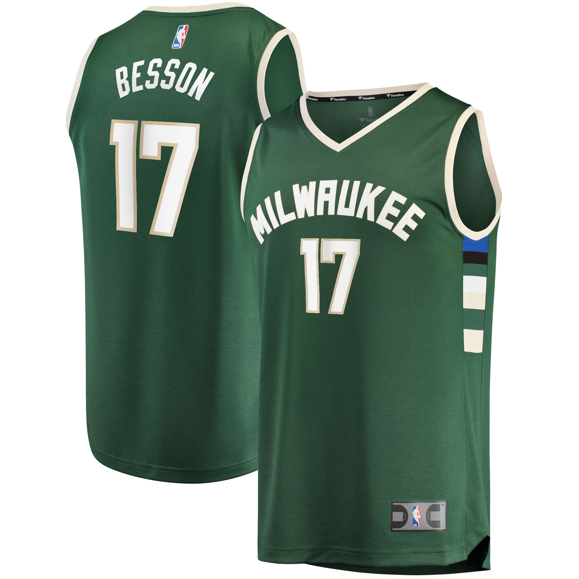 Alternative view of Hugo Besson Milwaukee Bucks Fanatics Branded 2021/22 Fast Break Replica Basketball Jersey - Icon Edition - Green