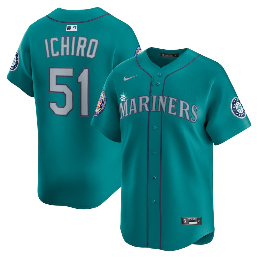 Ichiro Suzuki 51 Seattle Mariners 2025 National Baseball Hall of Fame Alternate Limited Player Men Baseball Jersey - Aqua 