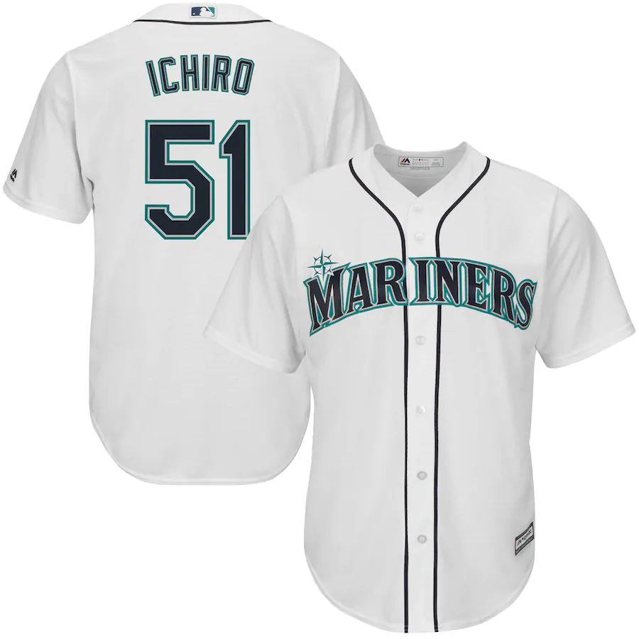 Ichiro Suzuki Seattle Mariners Majestic Home Official Cool Base Player Baseball Jersey - White