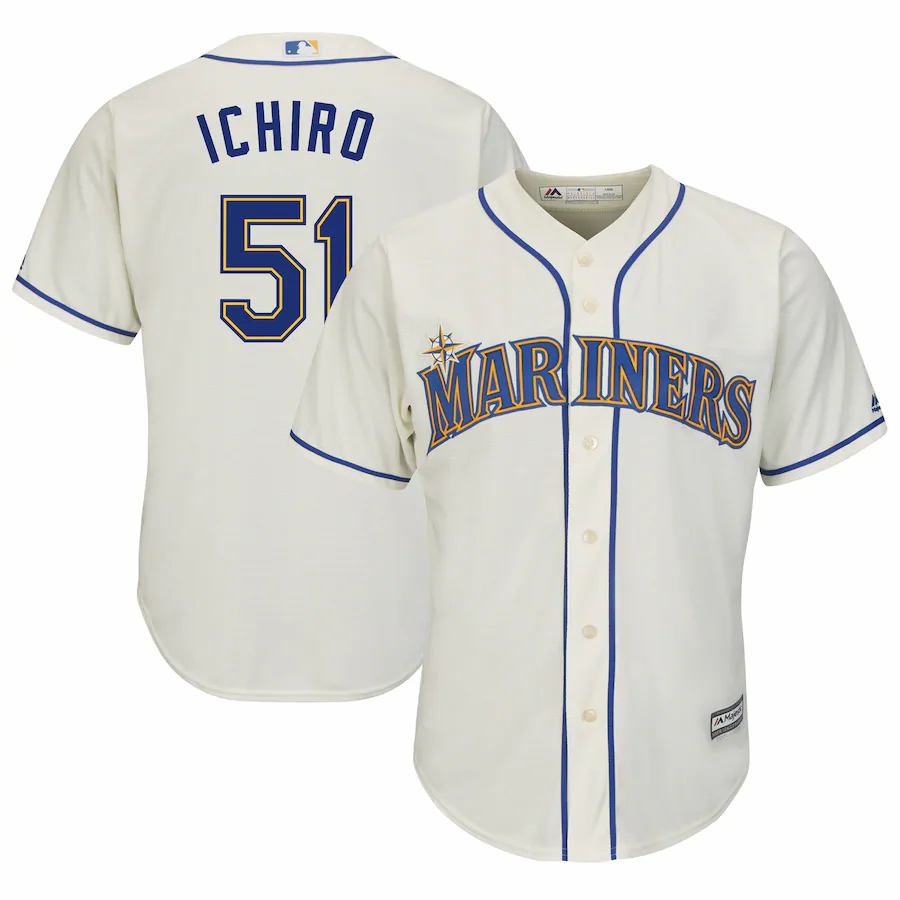 Ichiro Suzuki Seattle Mariners Majestic Official Cool Base Player Baseball Jersey - Cream