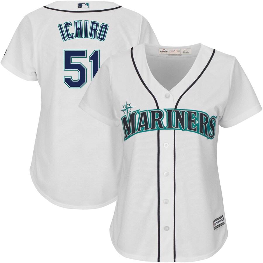 Ichiro Suzuki Seattle Mariners Majestic Women's Team Cool Base Player Baseball Jersey - White
