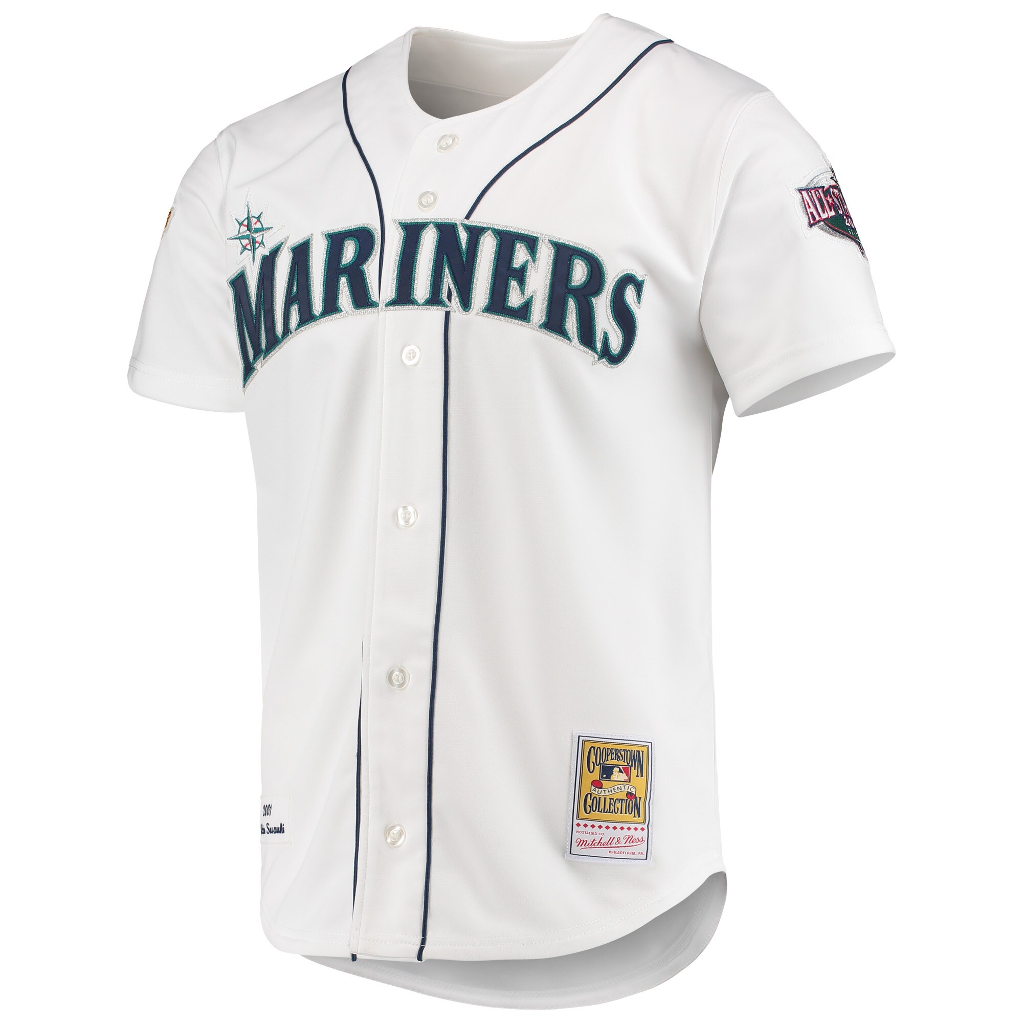 Alternative view of Ichiro Suzuki Seattle Mariners Mitchell & Ness 2001 Mlb All-star Game Cooperstown Collection Authentic Baseball Jersey - White