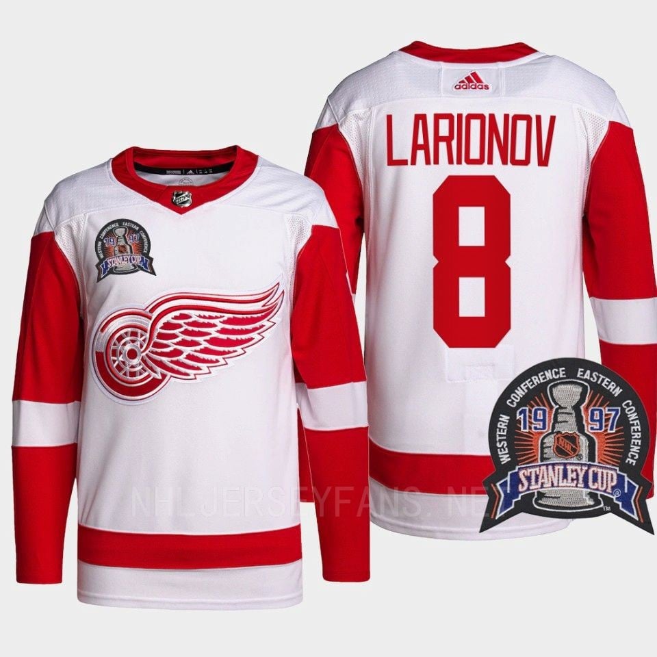 Igor Larionov 8 1997 Stanley Cup Detroit Red Wings Red Hockey Jersey 25th Anniversary - JS593 