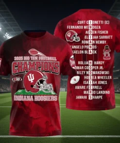 Indiana Hoosiers Big Ten Championship 2025 3D Shirt