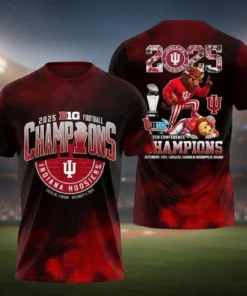 Indiana Hoosiers Big Ten Championship 2025 3D Shirt