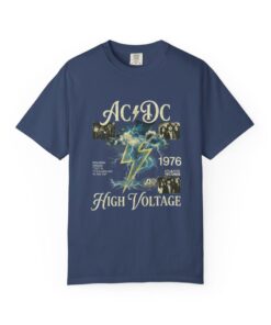 Alternative view of AC/DC High Voltage Lightning 1976 T-shirt, Rock Band Vintage Tour Graphic Tee