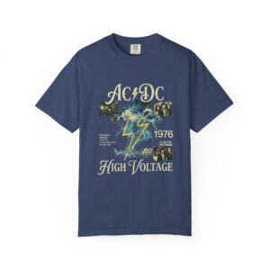 Alternative view of AC/DC High Voltage Lightning 1976 T-shirt, Rock Band Vintage Tour Graphic Tee