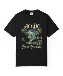 AC/DC High Voltage Lightning 1976 T-shirt, Rock Band Vintage Tour Graphic Tee